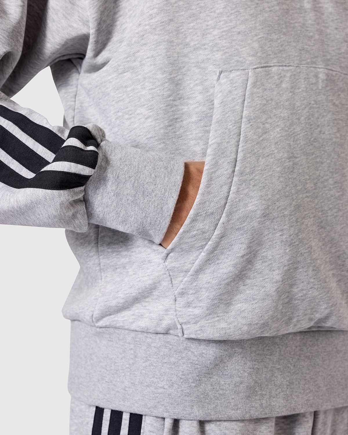 NFFC adidas Grey Marl 3-Stripe Hoodie - Nottingham Forest FC