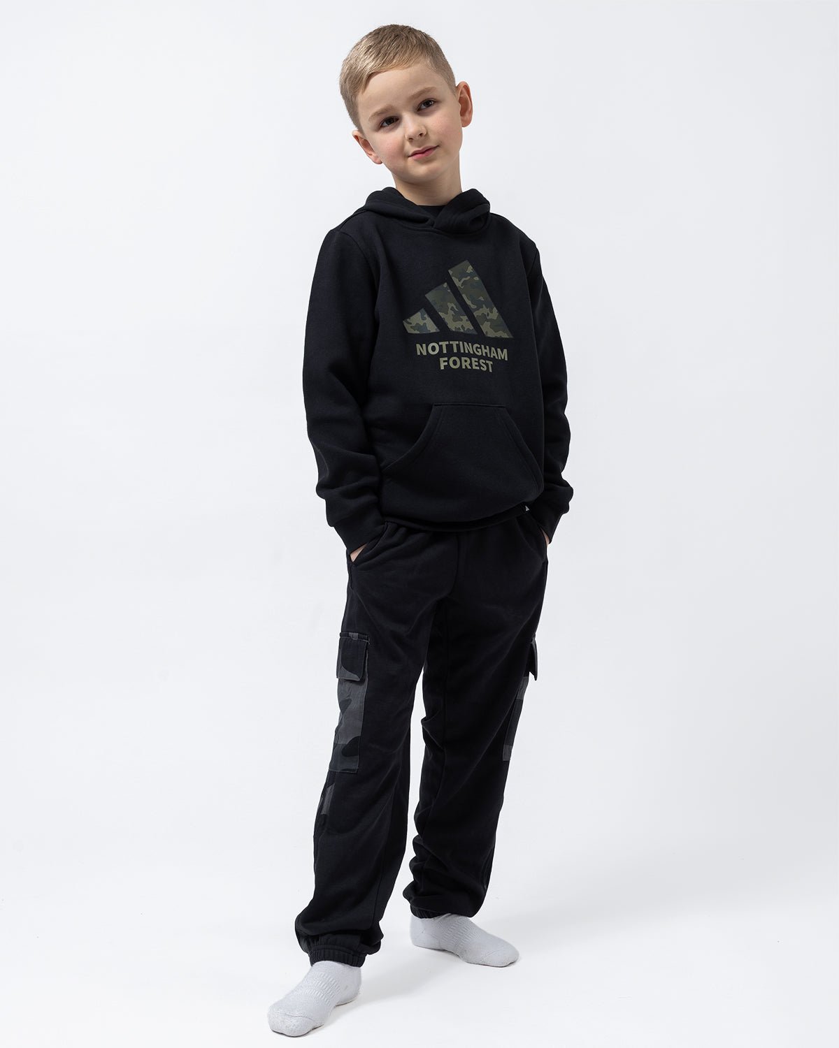 NFFC adidas Junior Black Camo Print Joggers - Nottingham Forest FC