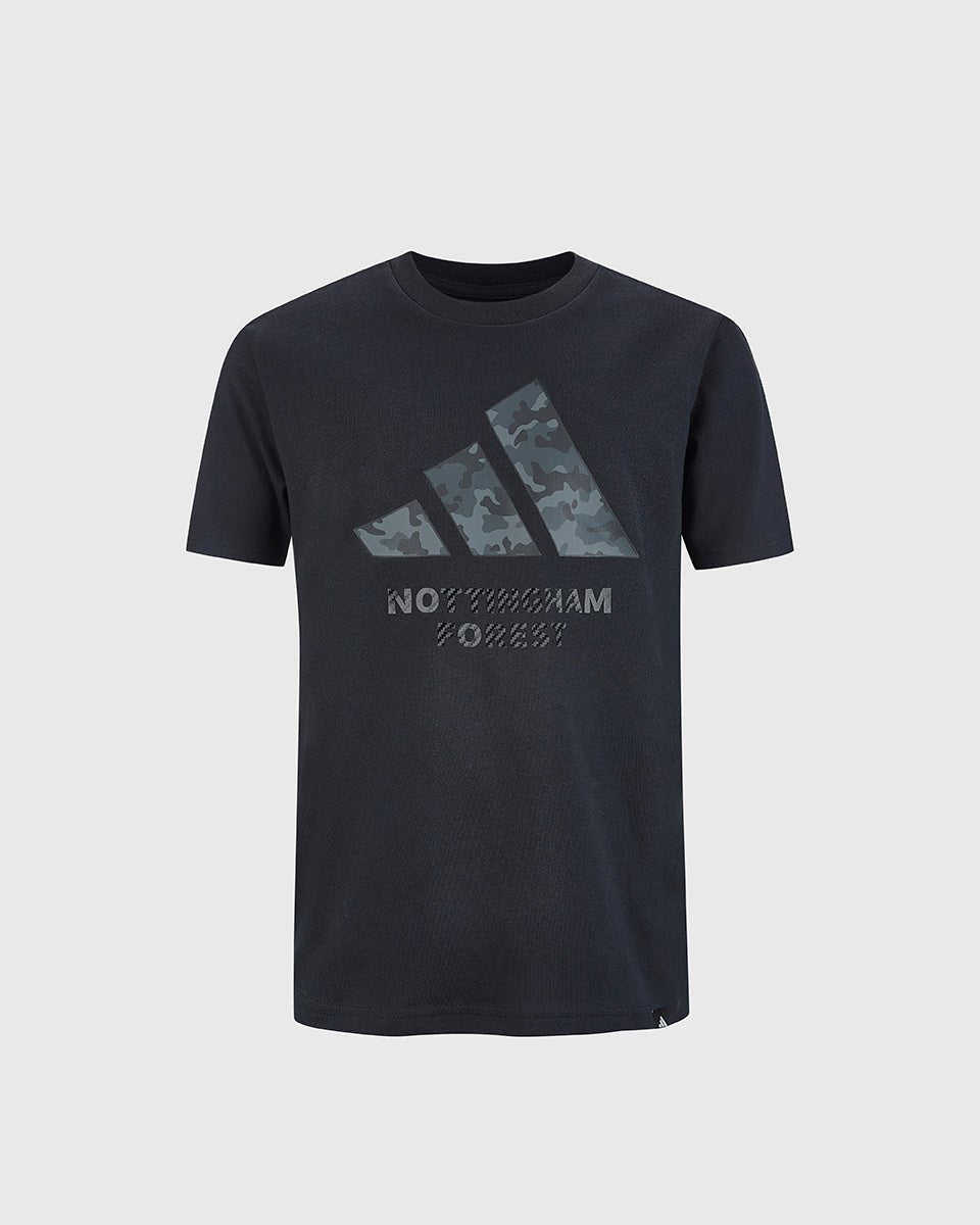 NFFC adidas Junior Black Camo Print T-Shirt - Nottingham Forest FC