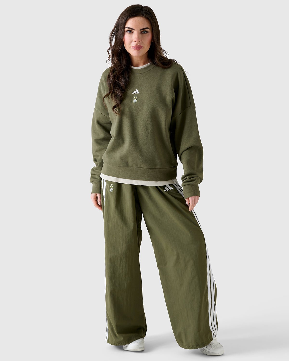 NFFC Adidas Women's 3 - Stripe Olive Woven Pants - Nottingham Forest FC