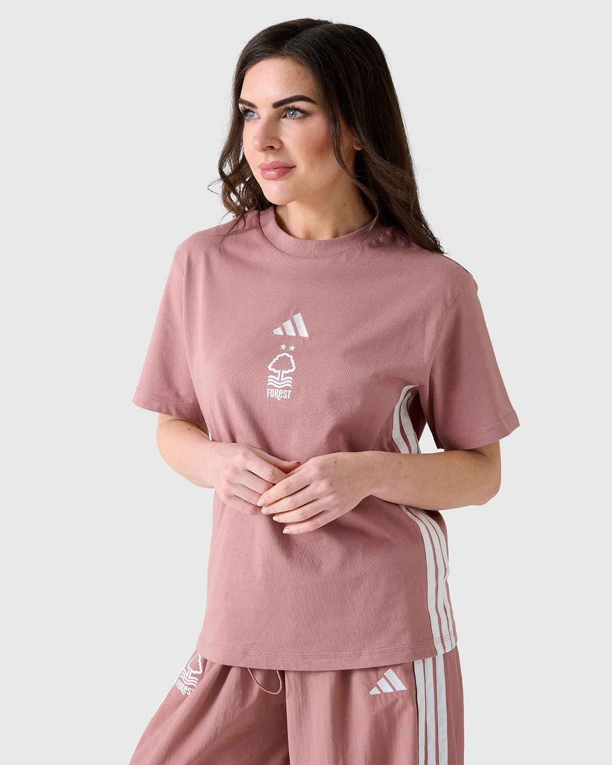 NFFC Adidas Women's 3 - Stripe Pink T-Shirt - Nottingham Forest FC