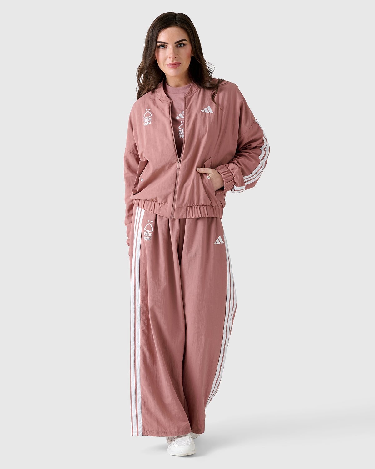 NFFC Adidas Women's 3 - Stripe Pink Woven Pants - Nottingham Forest FC