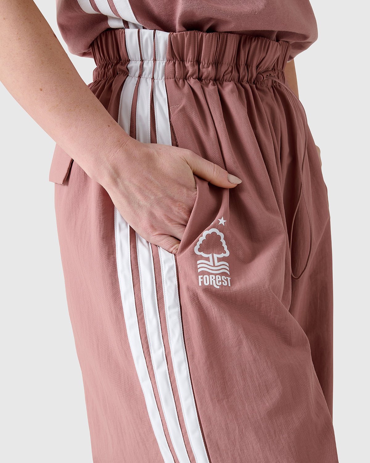 NFFC Adidas Women's 3 - Stripe Pink Woven Pants - Nottingham Forest FC