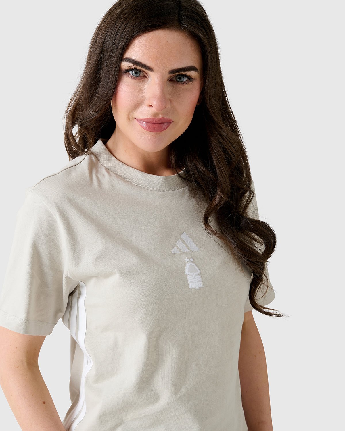NFFC Adidas Women's 3 - Stripe Stone T-Shirt - Nottingham Forest FC