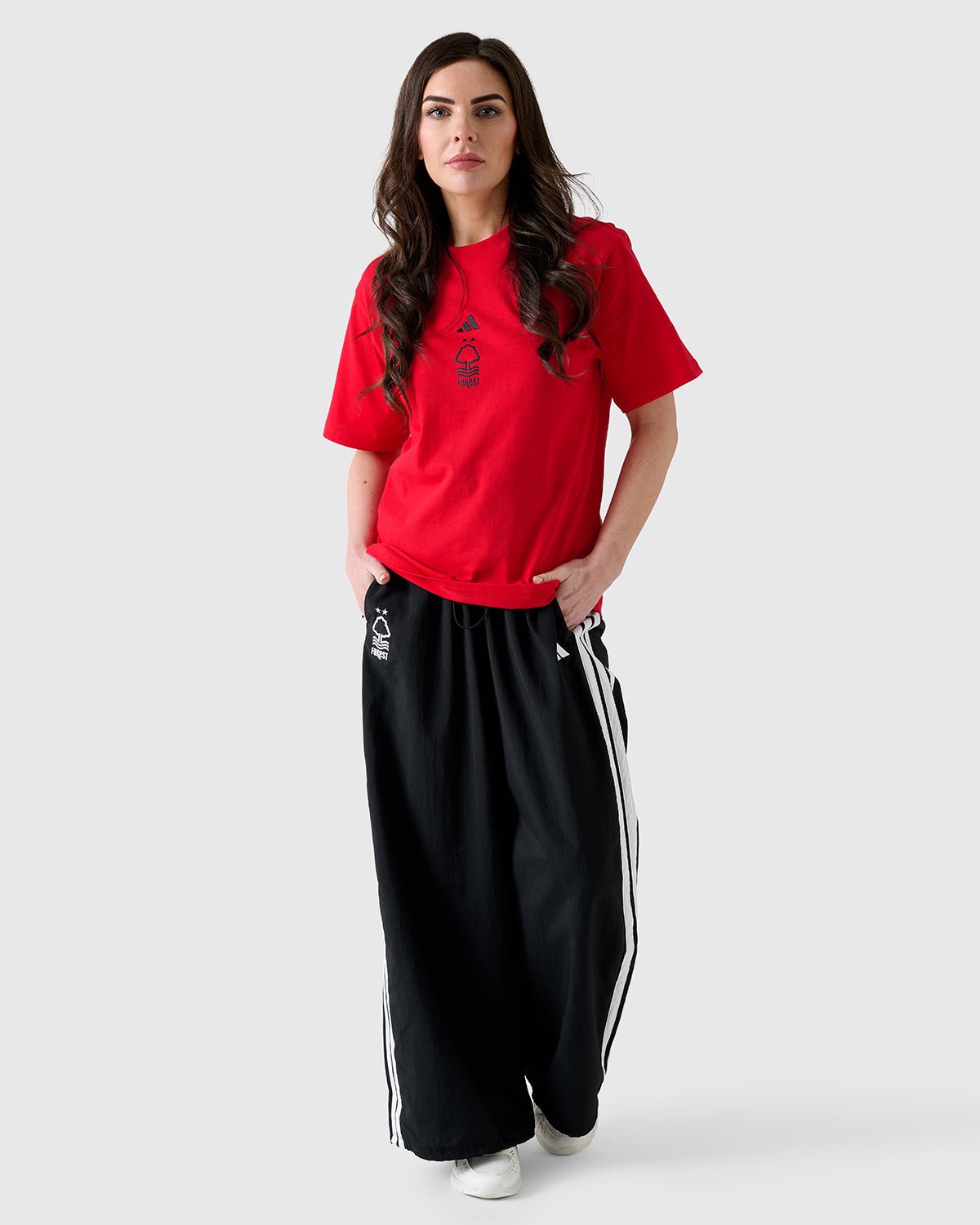 NFFC Adidas Women's Small Logo Red T-Shirt - Nottingham Forest FC