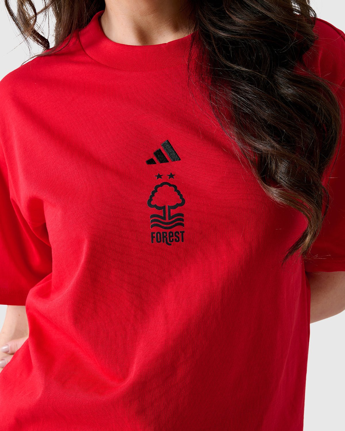 NFFC Adidas Women's Small Logo Red T-Shirt - Nottingham Forest FC