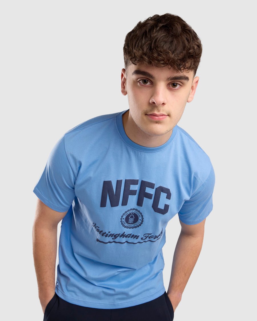NFFC Blue Collegiate Print T-Shirt - Nottingham Forest FC