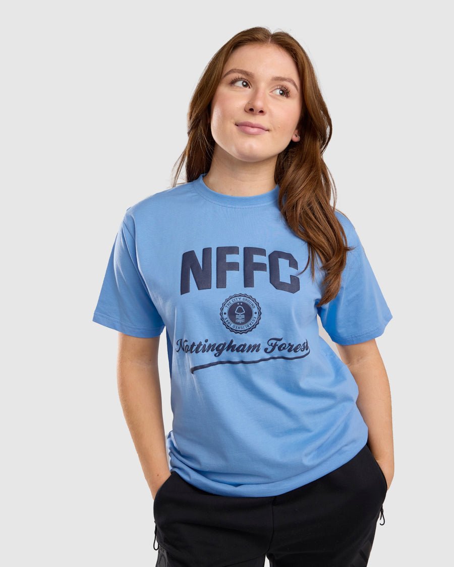 NFFC Blue Collegiate Print T-Shirt - Nottingham Forest FC