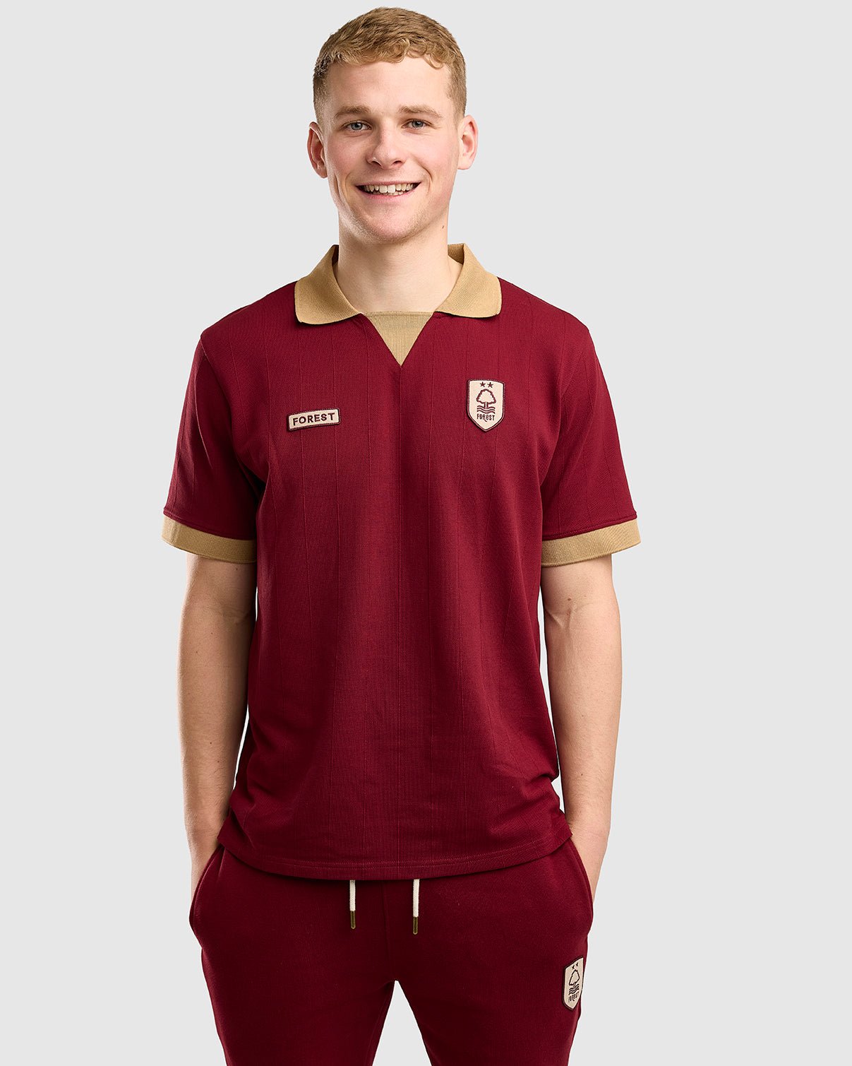 NFFC Burgundy Legacy Drop Needle Polo - Nottingham Forest FC