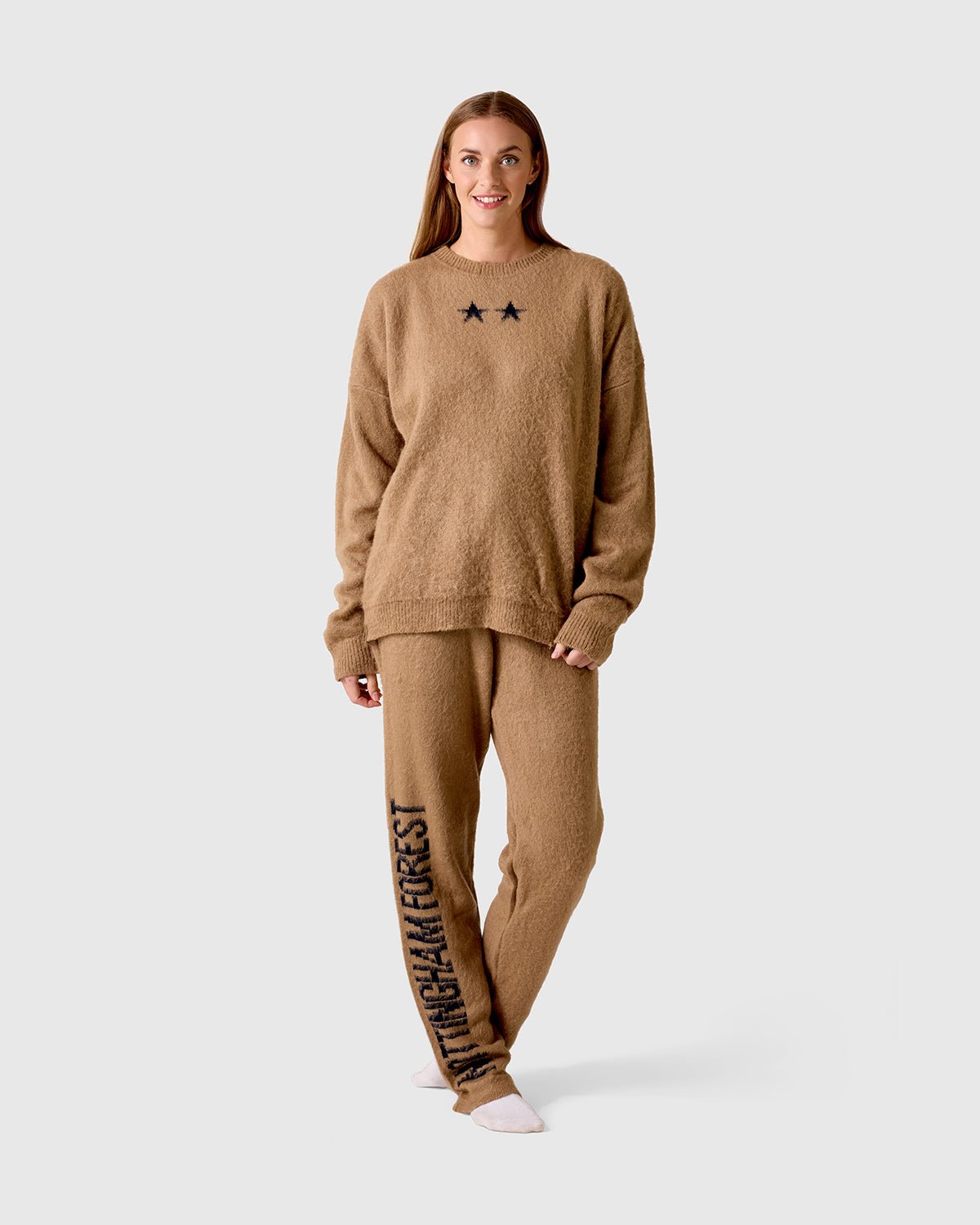 NFFC Camel Brushed Knit Crewneck Sweater - Nottingham Forest FC
