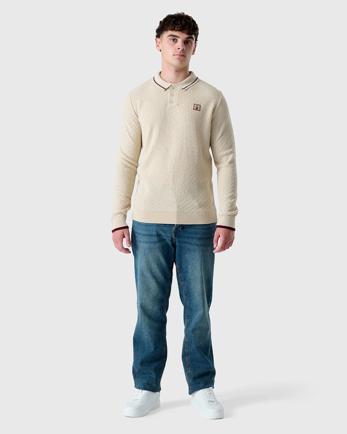 NFFC Flagstone Knit Long Sleeve Polo - Nottingham Forest FC