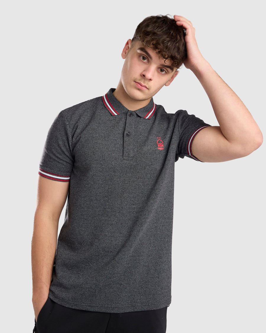 NFFC Grey Ripple Rib Polo - Nottingham Forest FC