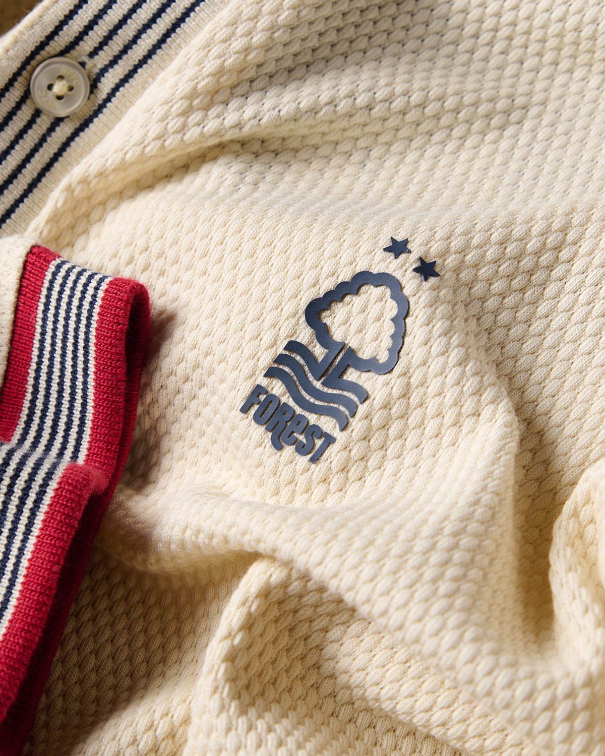 NFFC Heritage Ecru Bubble Knit Polo - Nottingham Forest FC