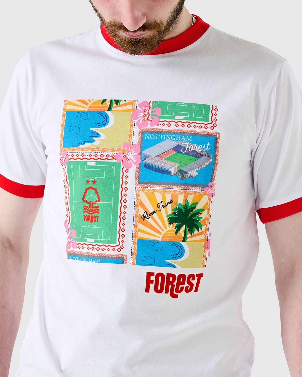 NFFC Holiday Postcard Ringer T-Shirt - Nottingham Forest FC