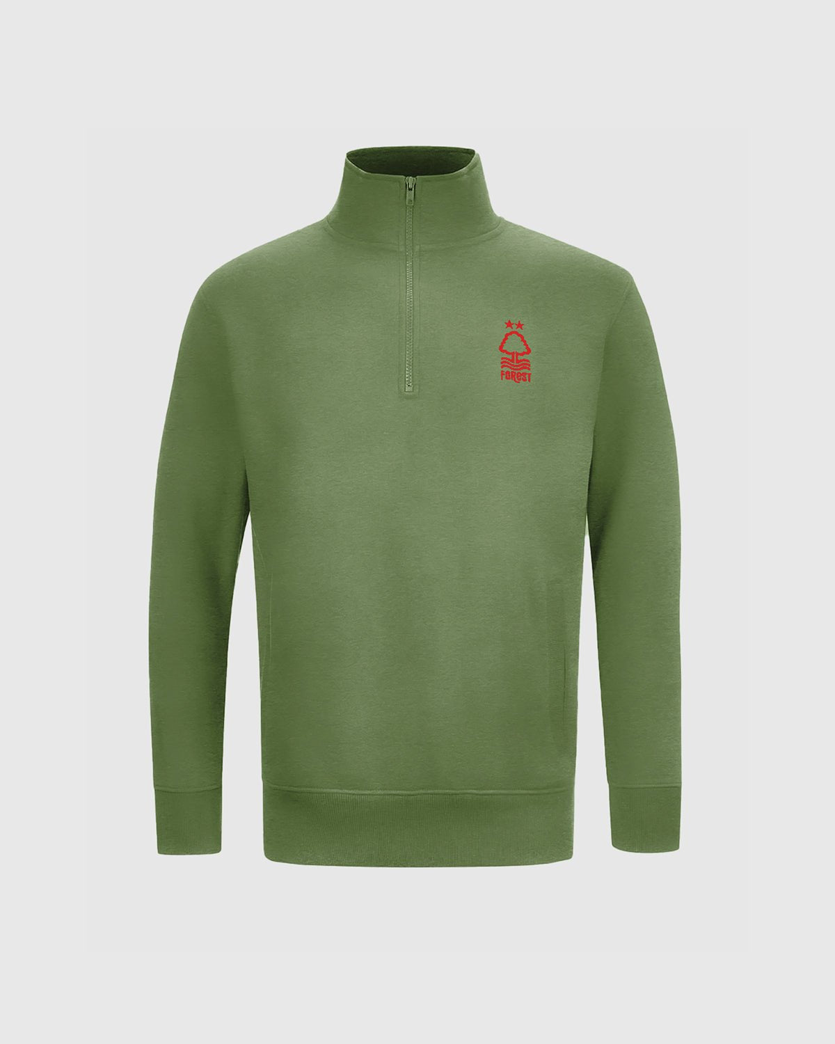 NFFC Junior Khaki Essential Crest 1/4 Zip Top - Nottingham Forest FC