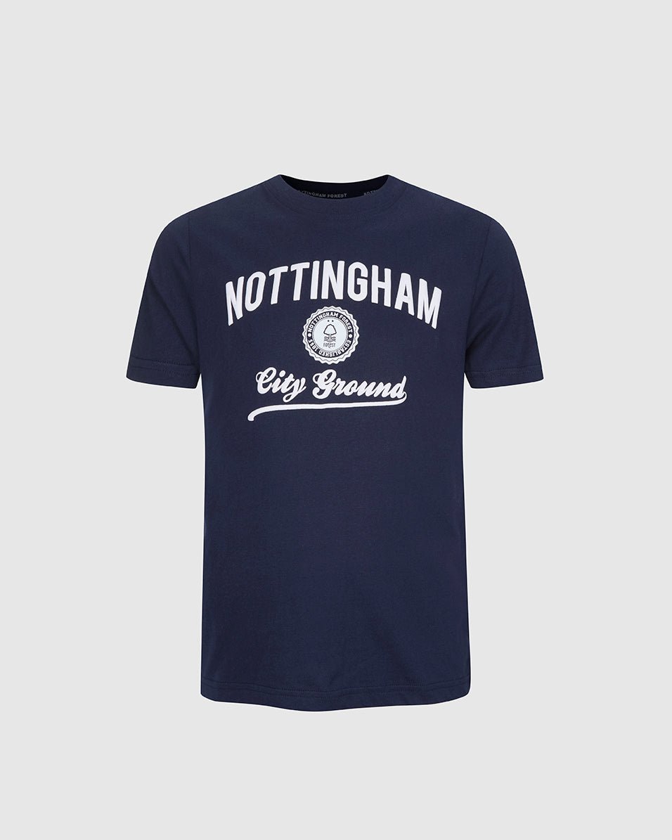 NFFC Junior Navy Collegiate Print T-Shirt - Nottingham Forest FC