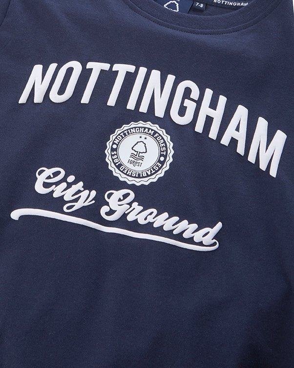 NFFC Junior Navy Collegiate Print T-Shirt - Nottingham Forest FC