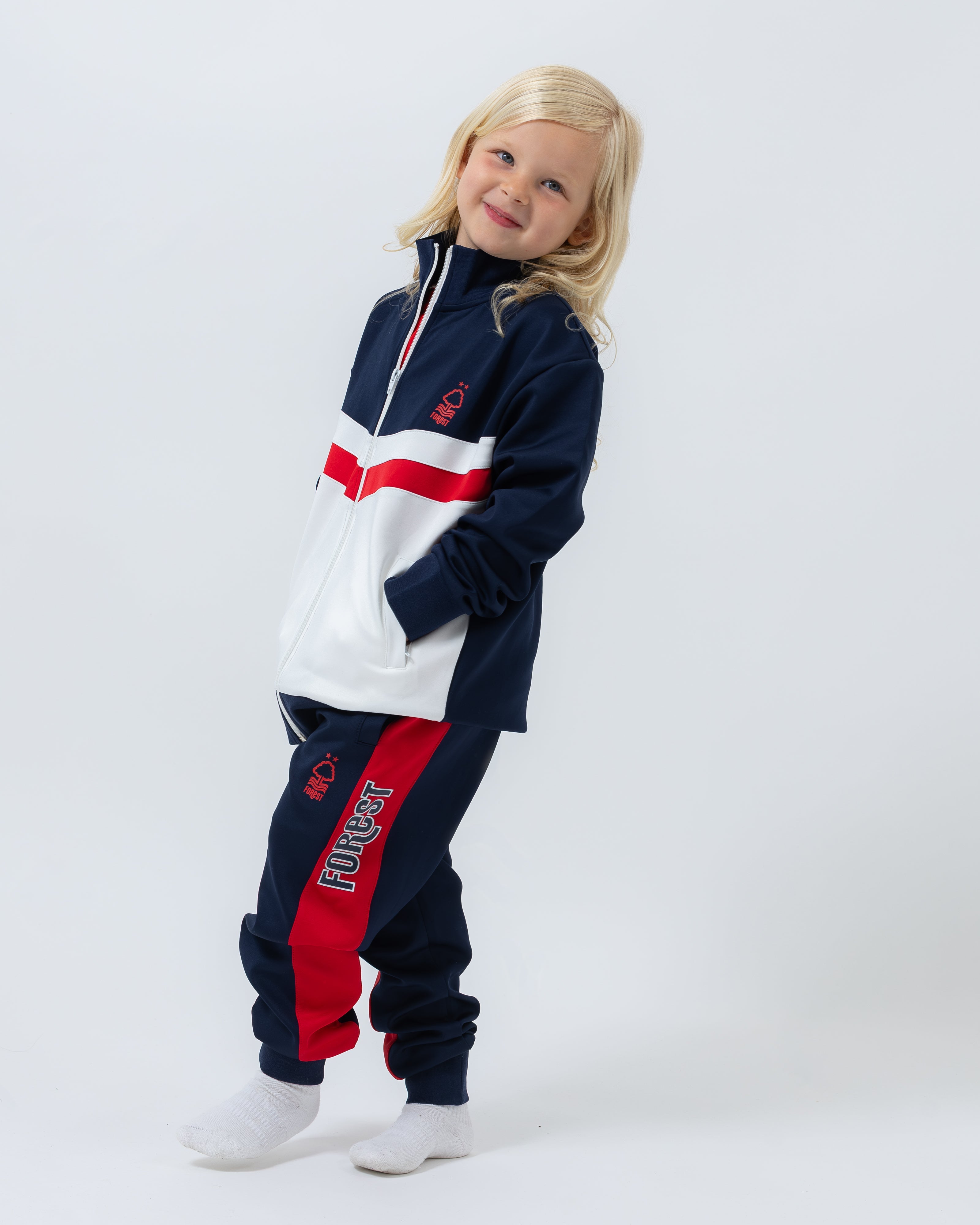 NFFC Junior Navy Panelled Tracksuit Jacket - Nottingham Forest FC