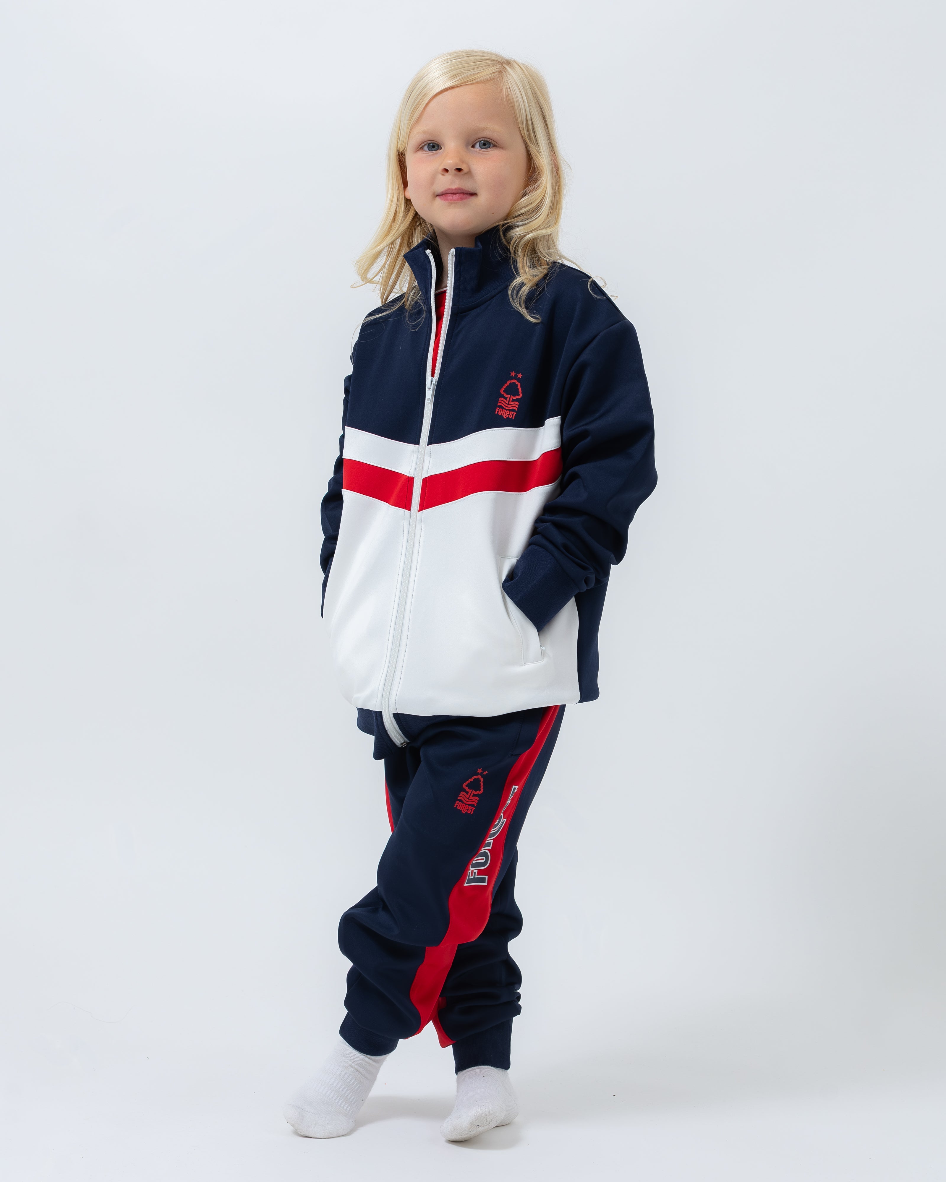 NFFC Junior Navy Panelled Tracksuit Jacket - Nottingham Forest FC