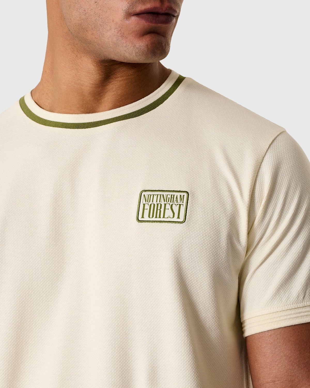NFFC Khaki Classic Ecru Bubble Knit T-Shirt - Nottingham Forest FC