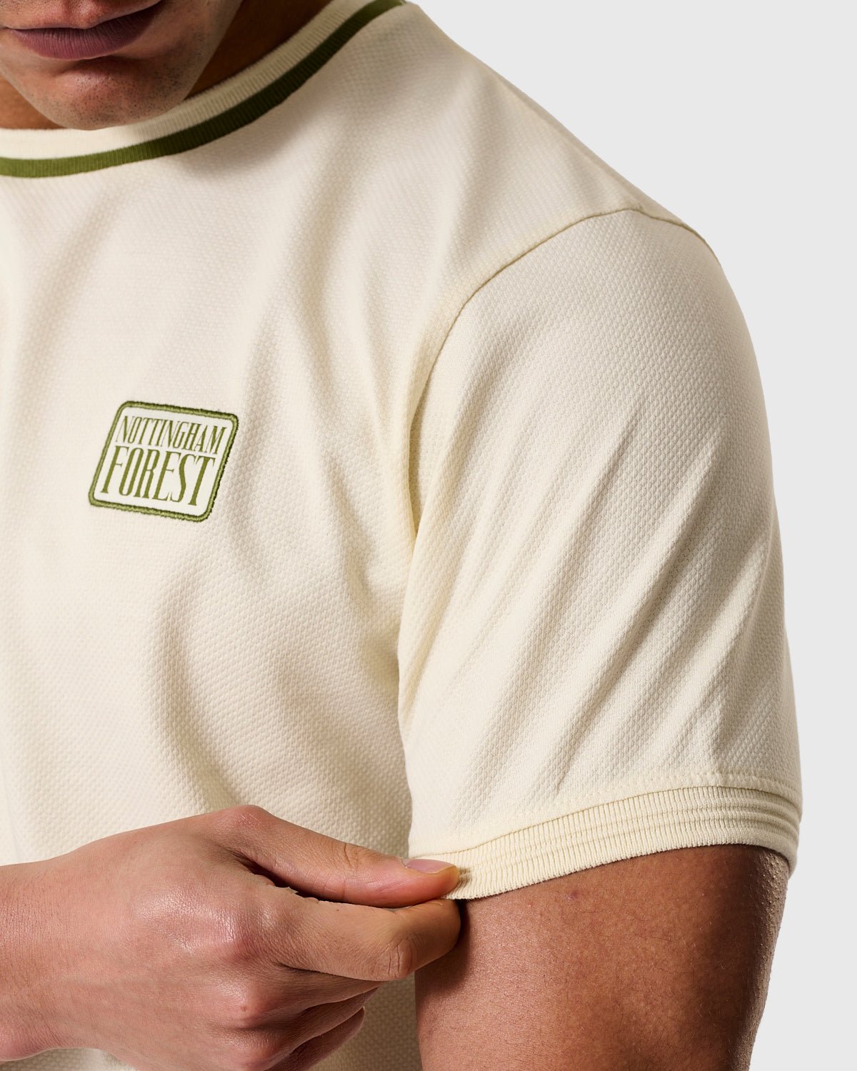 NFFC Khaki Classic Ecru Bubble Knit T-Shirt - Nottingham Forest FC