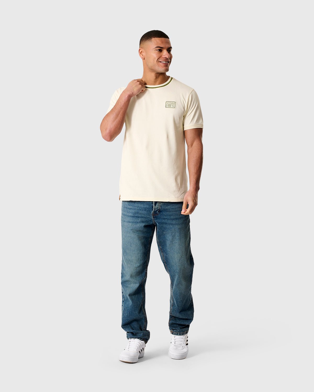 NFFC Khaki Classic Ecru Bubble Knit T-Shirt - Nottingham Forest FC