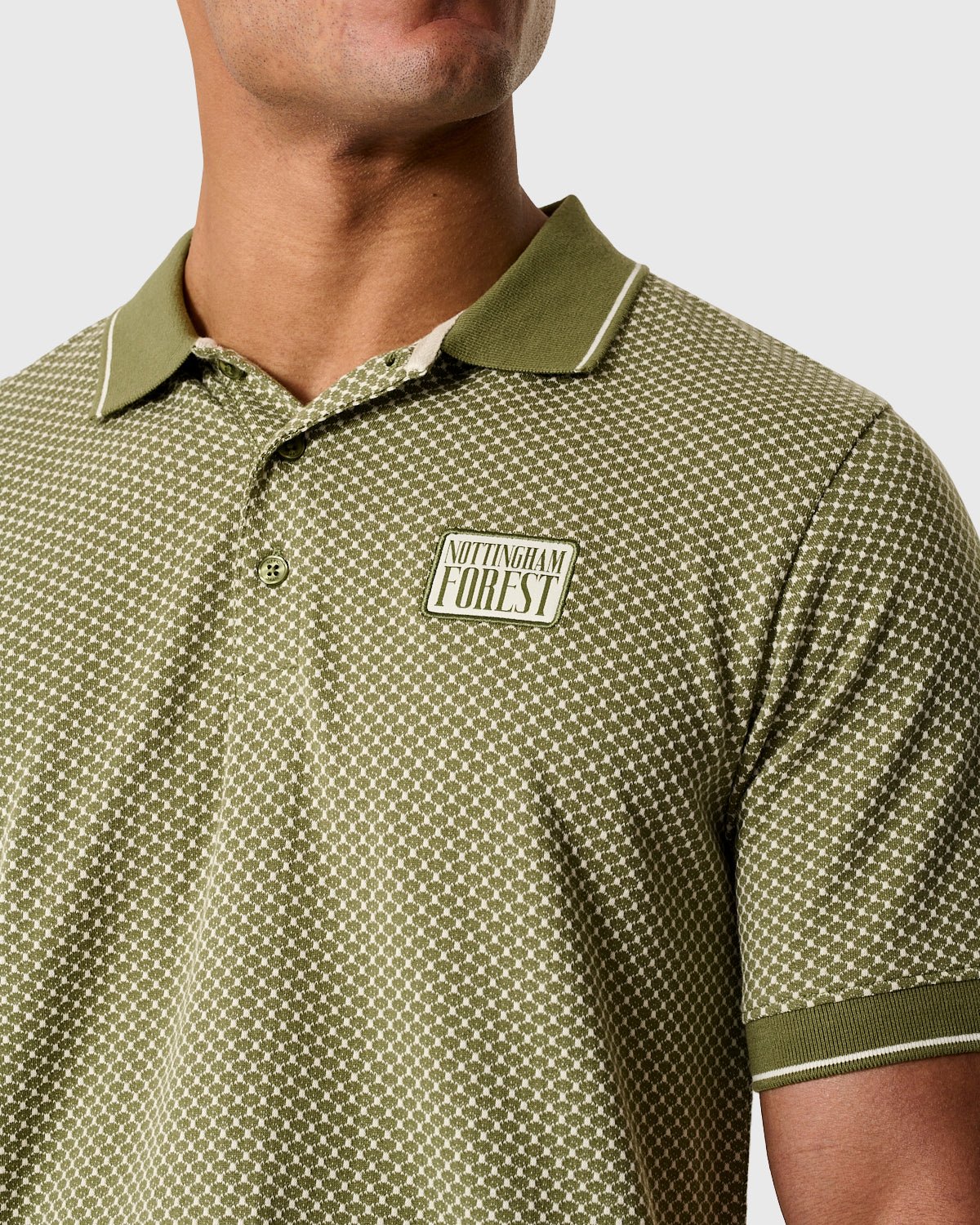 NFFC Khaki Classic Jacquard Polo - Nottingham Forest FC