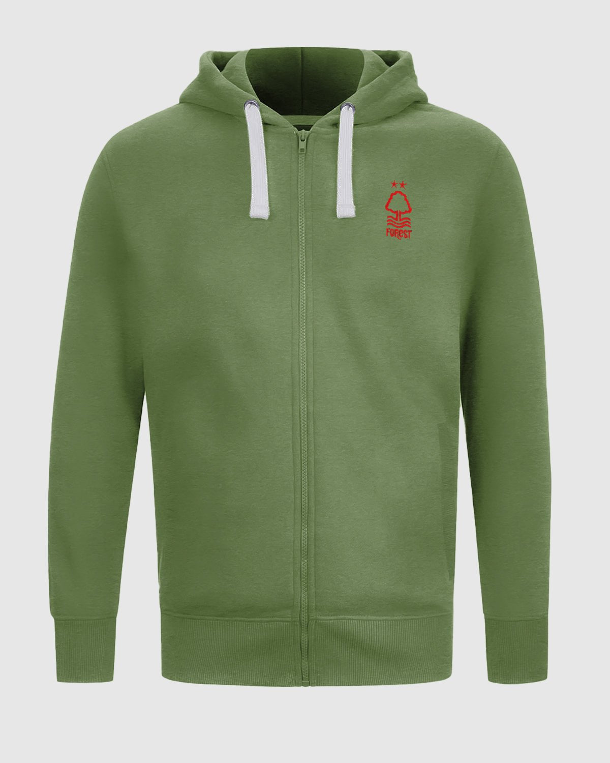 NFFC Khaki Essential Crest Full Zip Hoodie - Nottingham Forest FC