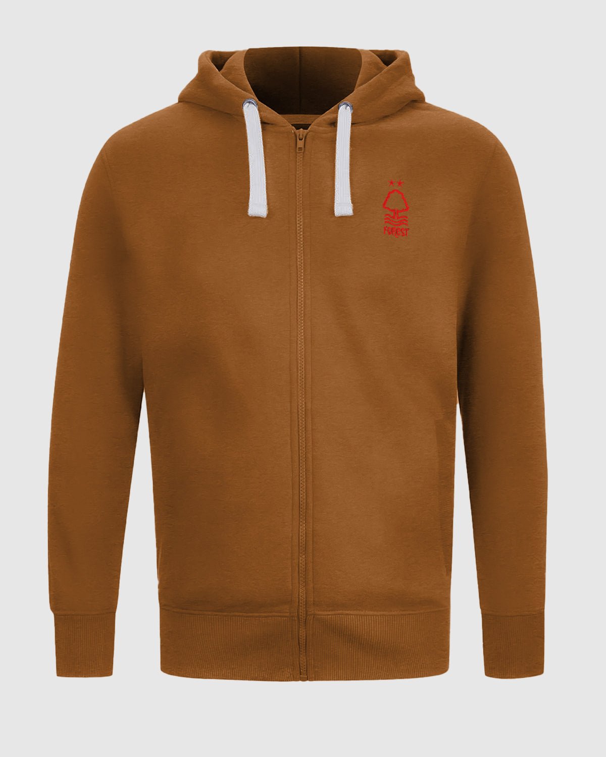NFFC Mocha Essential Crest Full Zip Hoodie - Nottingham Forest FC