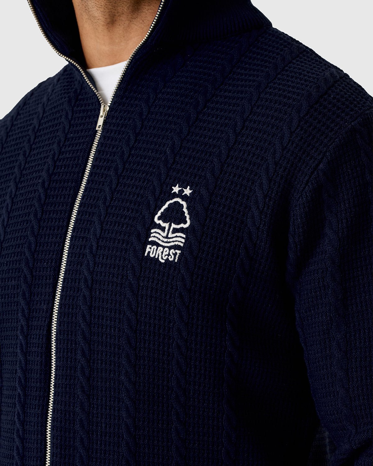 NFFC Navy Cable Knit Full Zip Top - Nottingham Forest FC