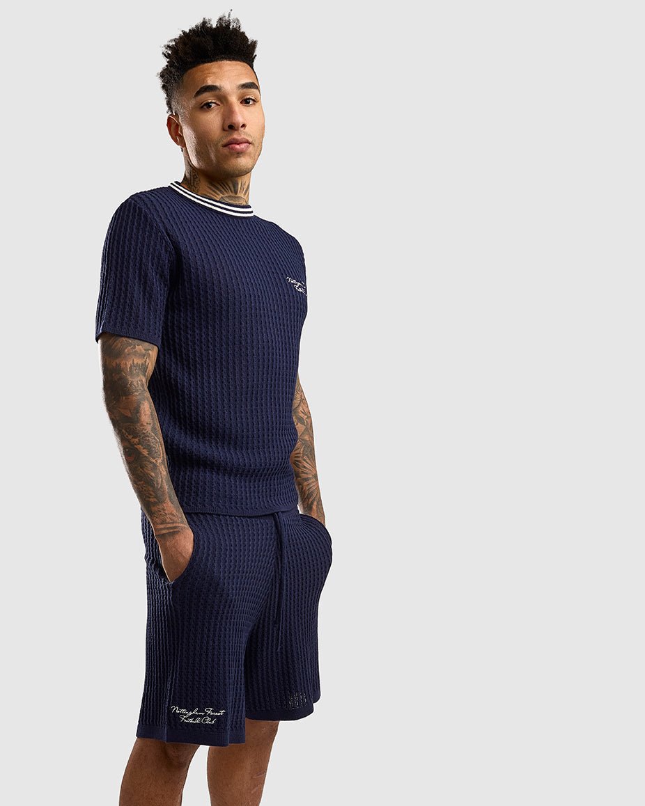 NFFC Navy Cable Knit Shorts - Nottingham Forest FC