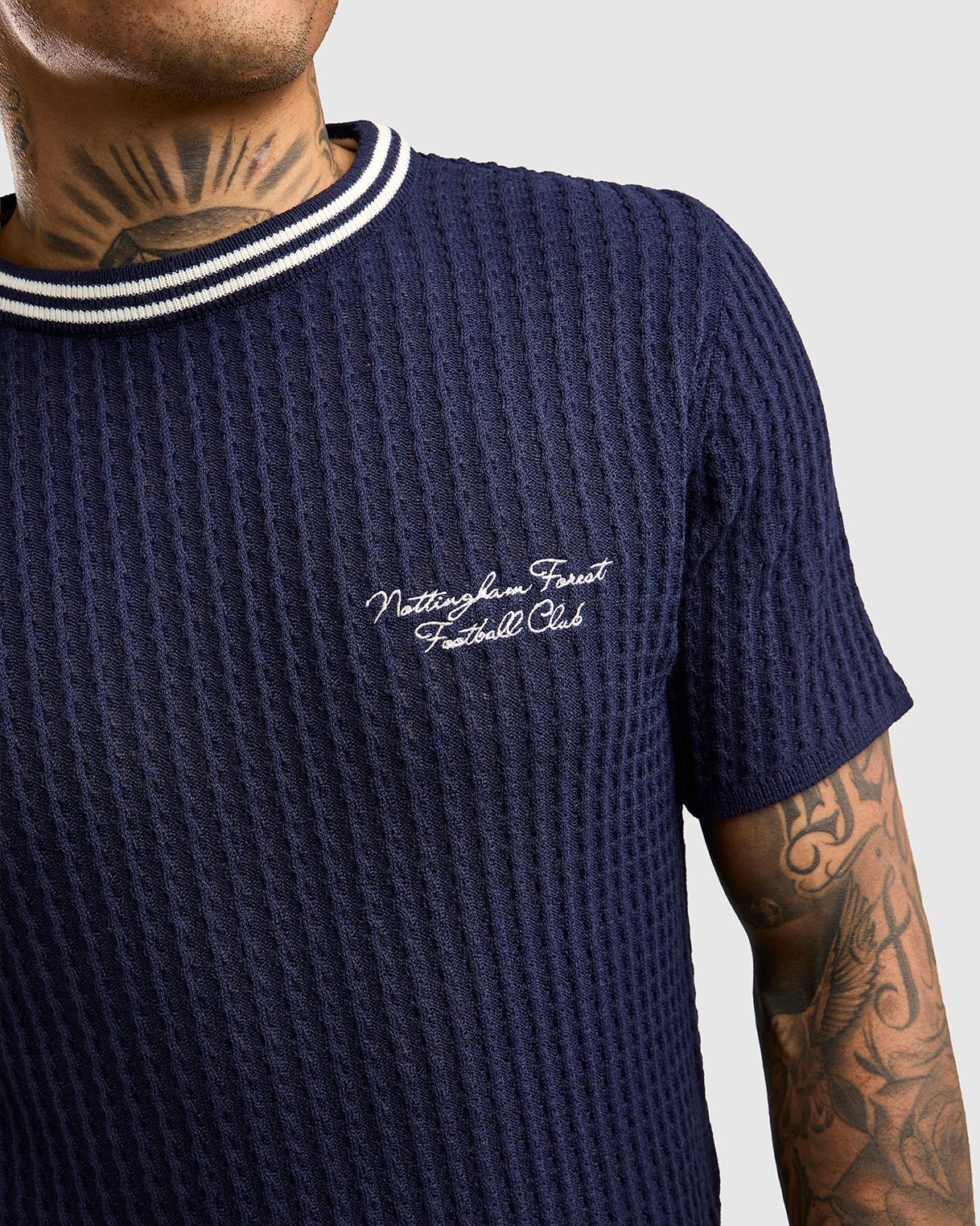 NFFC Navy Cable Knit T-Shirt - Nottingham Forest FC