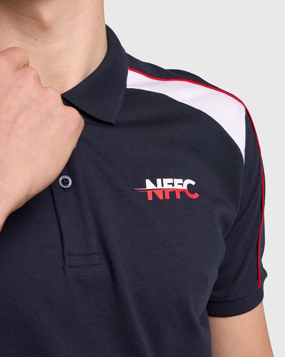 NFFC Navy Club Colours Shoulder Panel Polo - Nottingham Forest FC