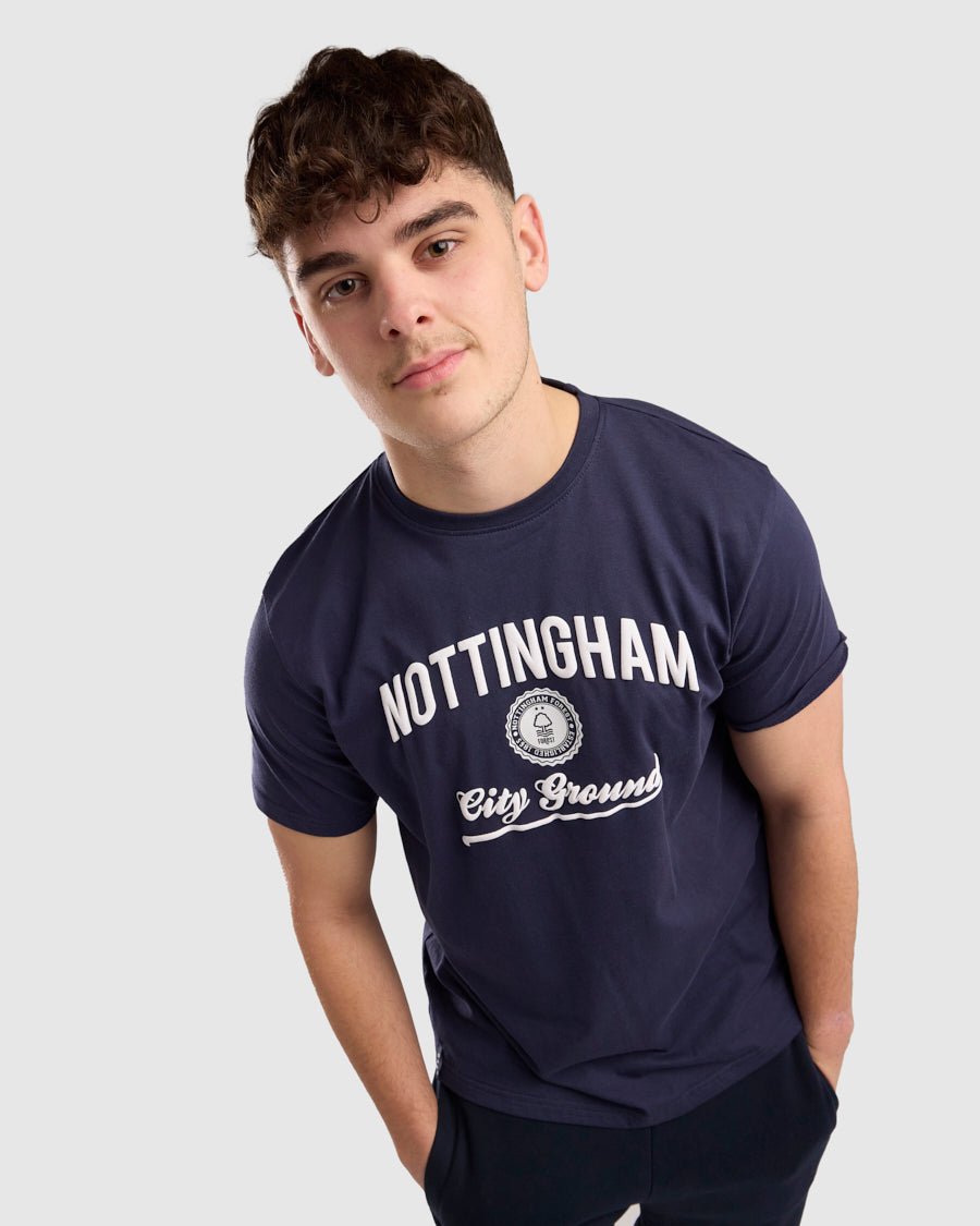 NFFC Navy Collegiate Print T-Shirt - Nottingham Forest FC