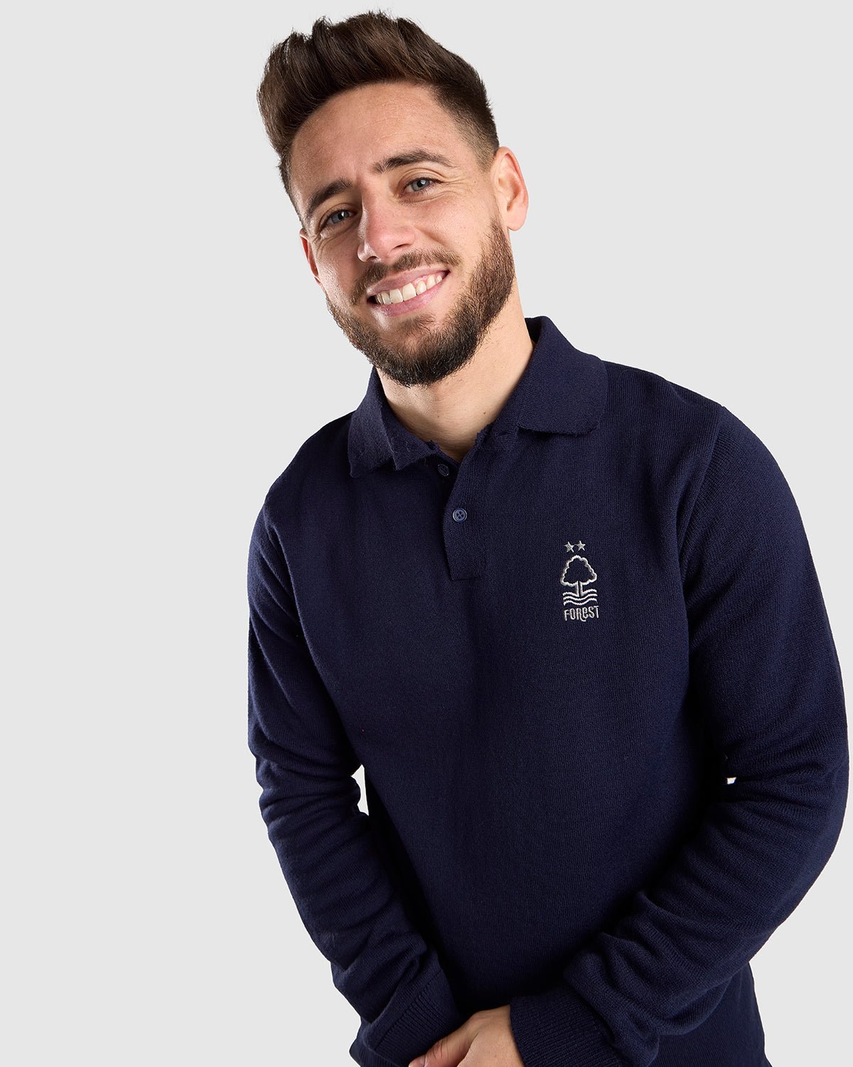 NFFC Navy Essential Knit Longsleeve Polo - Nottingham Forest FC