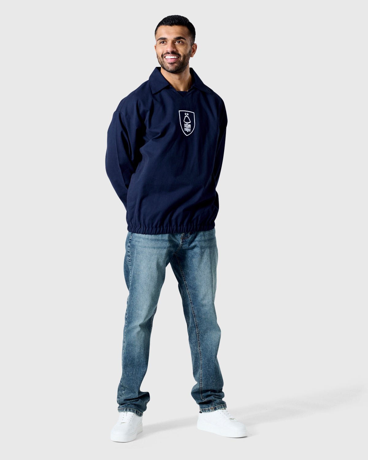 NFFC Navy Retro Shield Drill Top - Nottingham Forest FC
