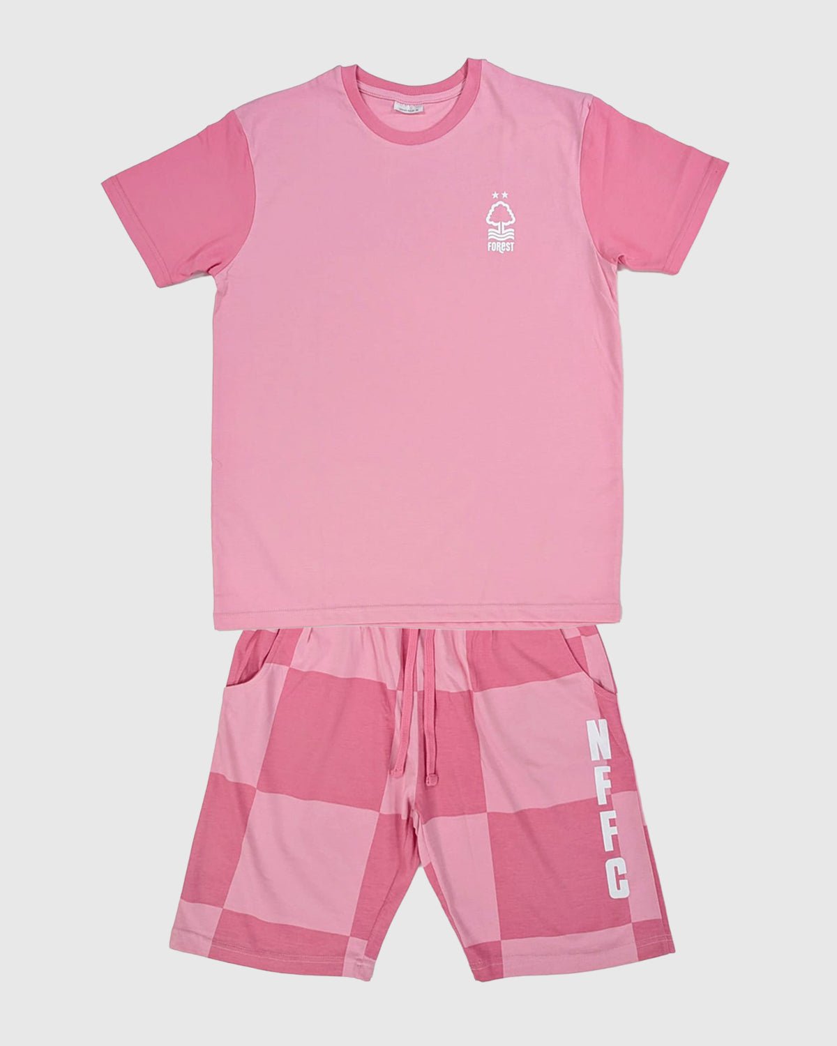 NFFC Pink Checkerboard Pyjama Set - Nottingham Forest FC