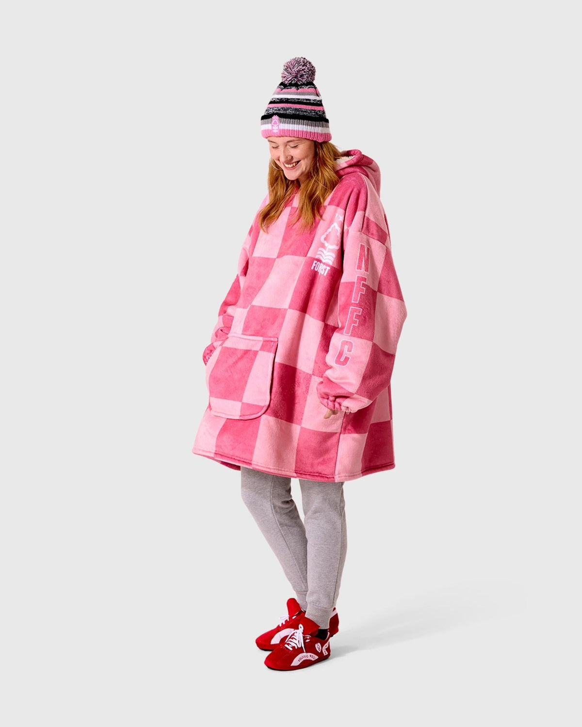 NFFC Pink Checkerboard Sherpa Hoodie - Nottingham Forest FC