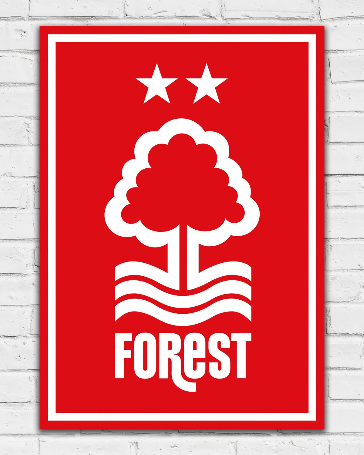 NFFC White Crest Red Background Print - Framed/Unframed - Nottingham Forest FC
