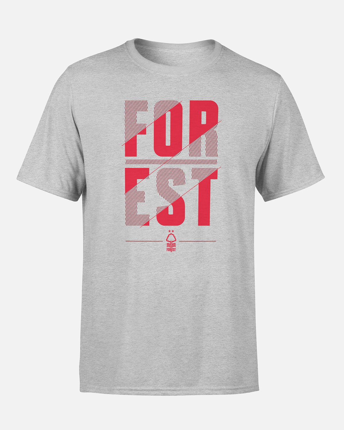 NFFC Adult Grey Stacked Forest T-Shirt - Nottingham Forest FC