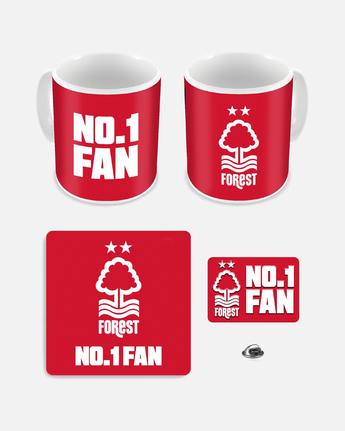 NFFC No1 Fan Mug, Badge & Coaster Set - Nottingham Forest FC