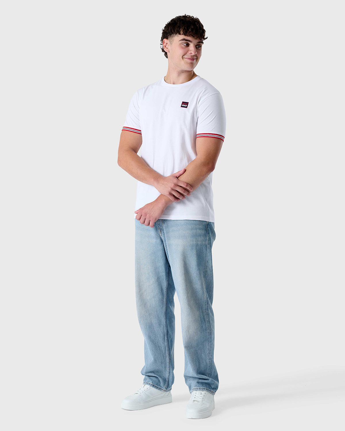 NFFC White Sports Casual Tipped Sleeve T-Shirt