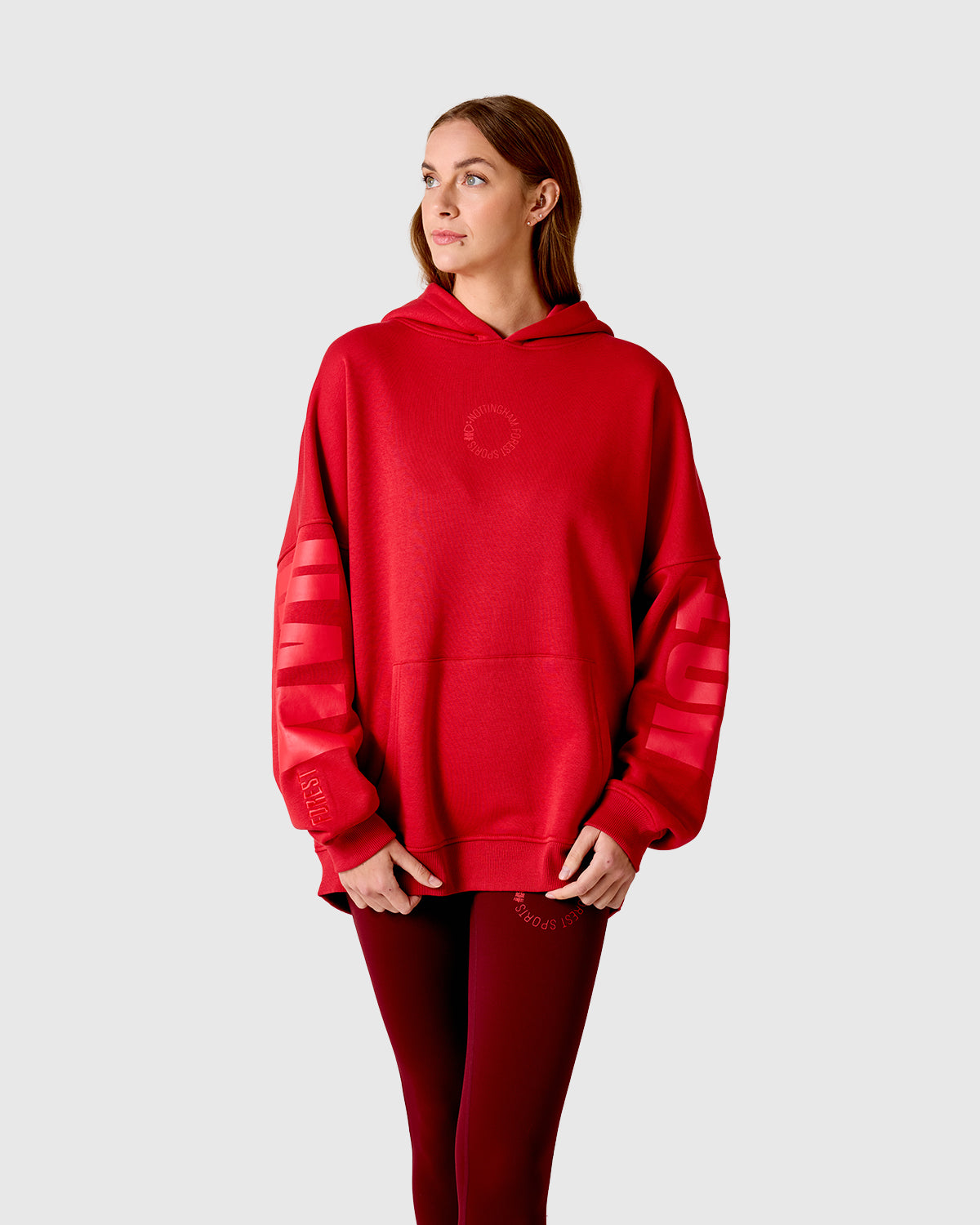 NFFC Women's Oversized Red Tonal Hoodie