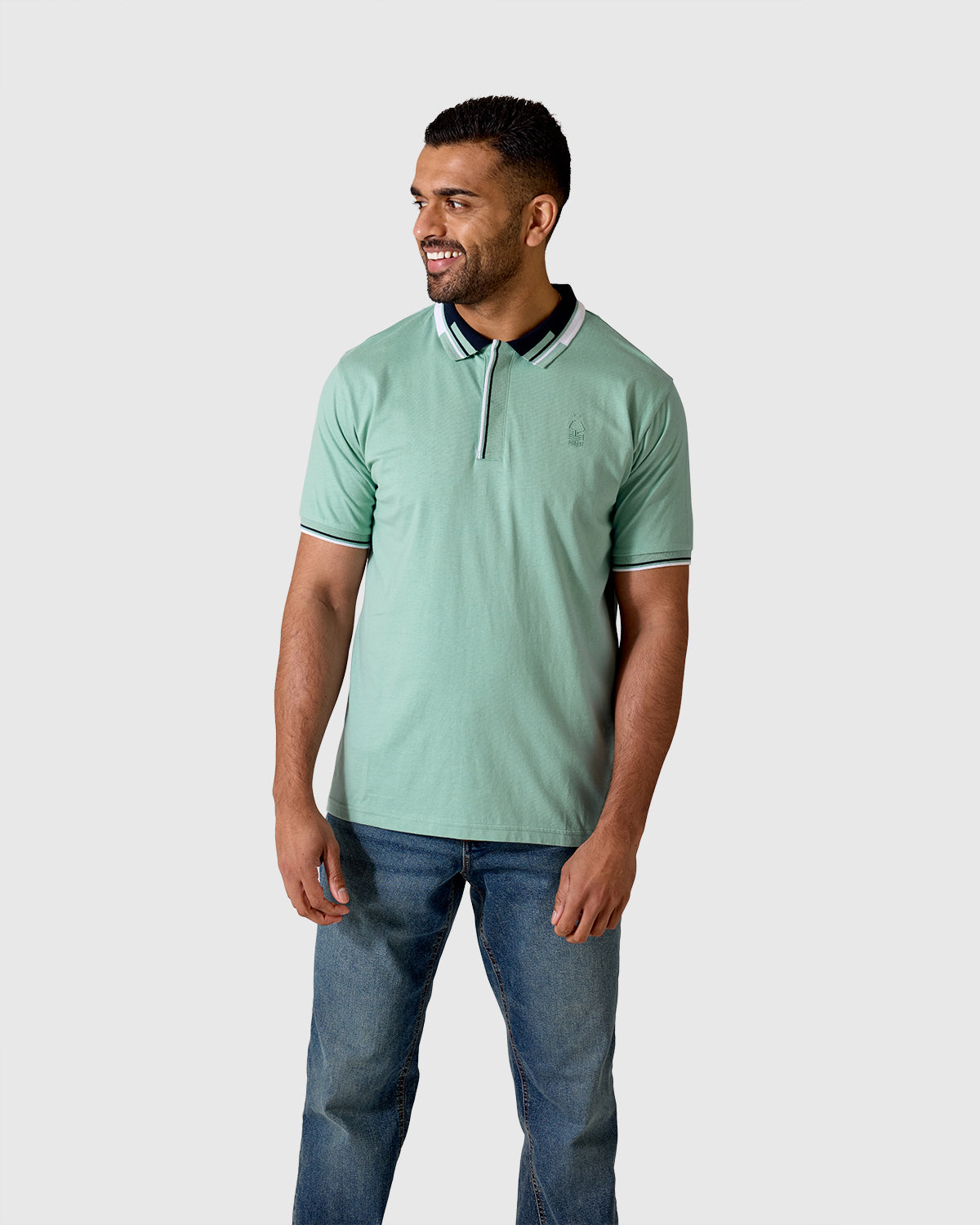 NFFC Light Teal Bridgford Tipped Polo