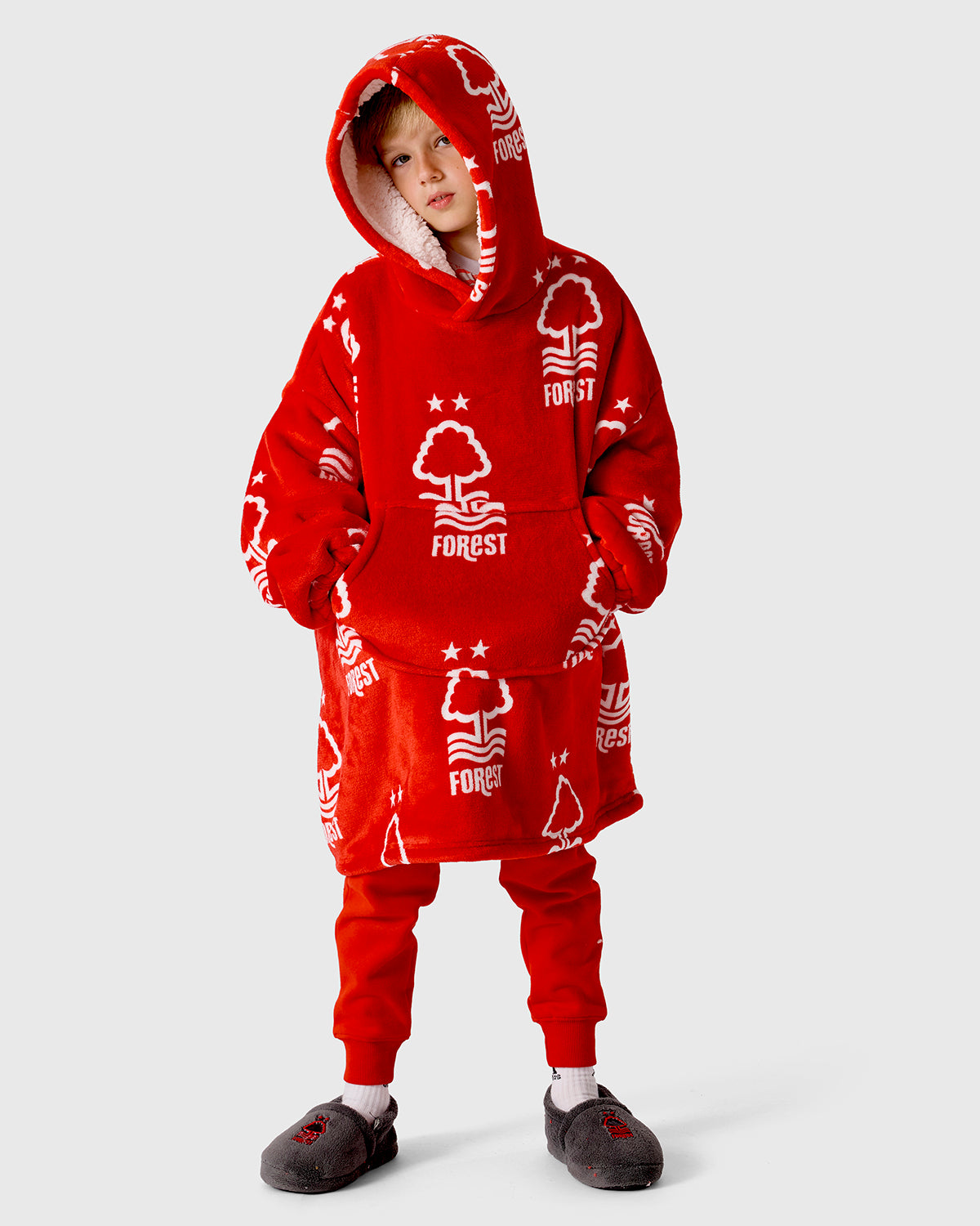 NFFC Junior Red AOP Oversized Sherpa Hoodie