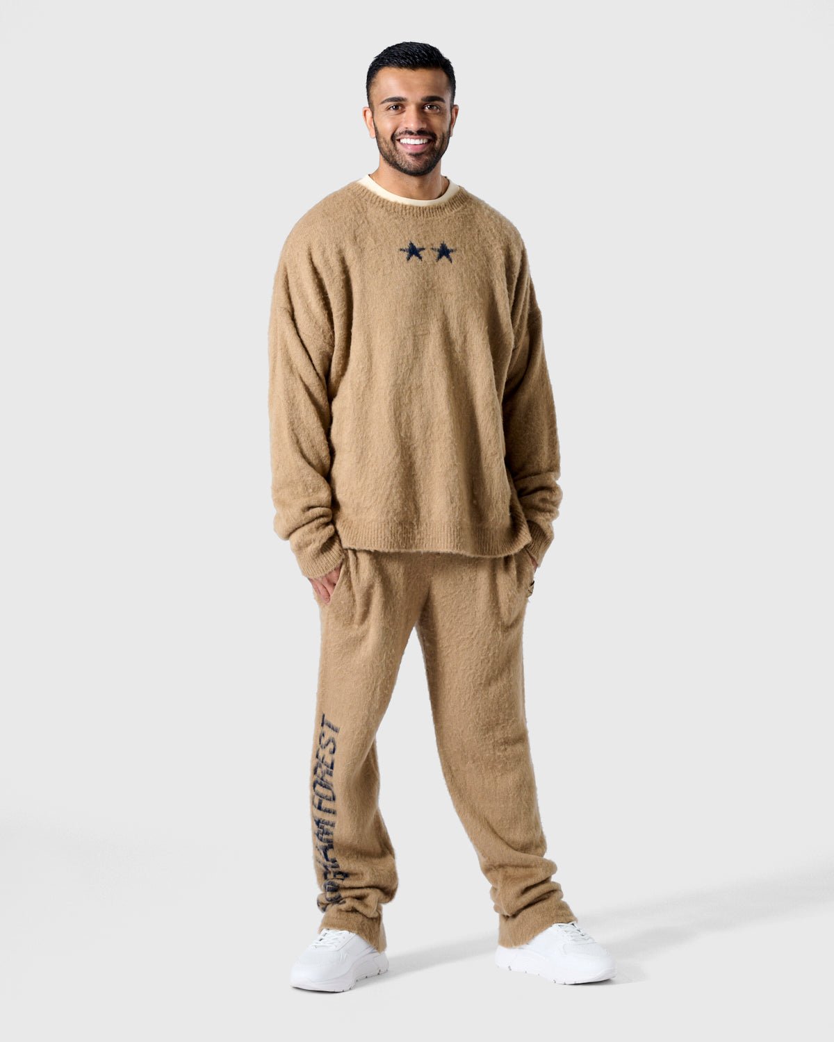 NFFC Camel Brushed Knit Crewneck Sweater
