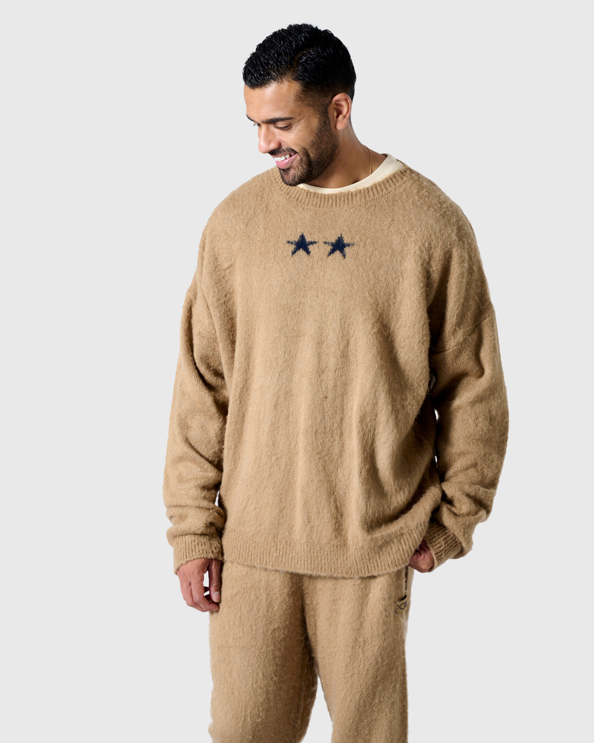 NFFC Camel Brushed Knit Crewneck Sweater