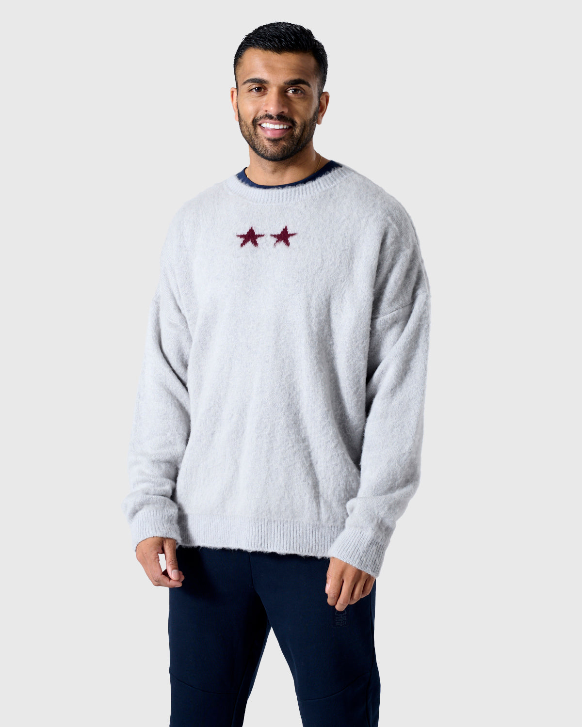 NFFC Silver Brushed Knit Crewneck Sweater