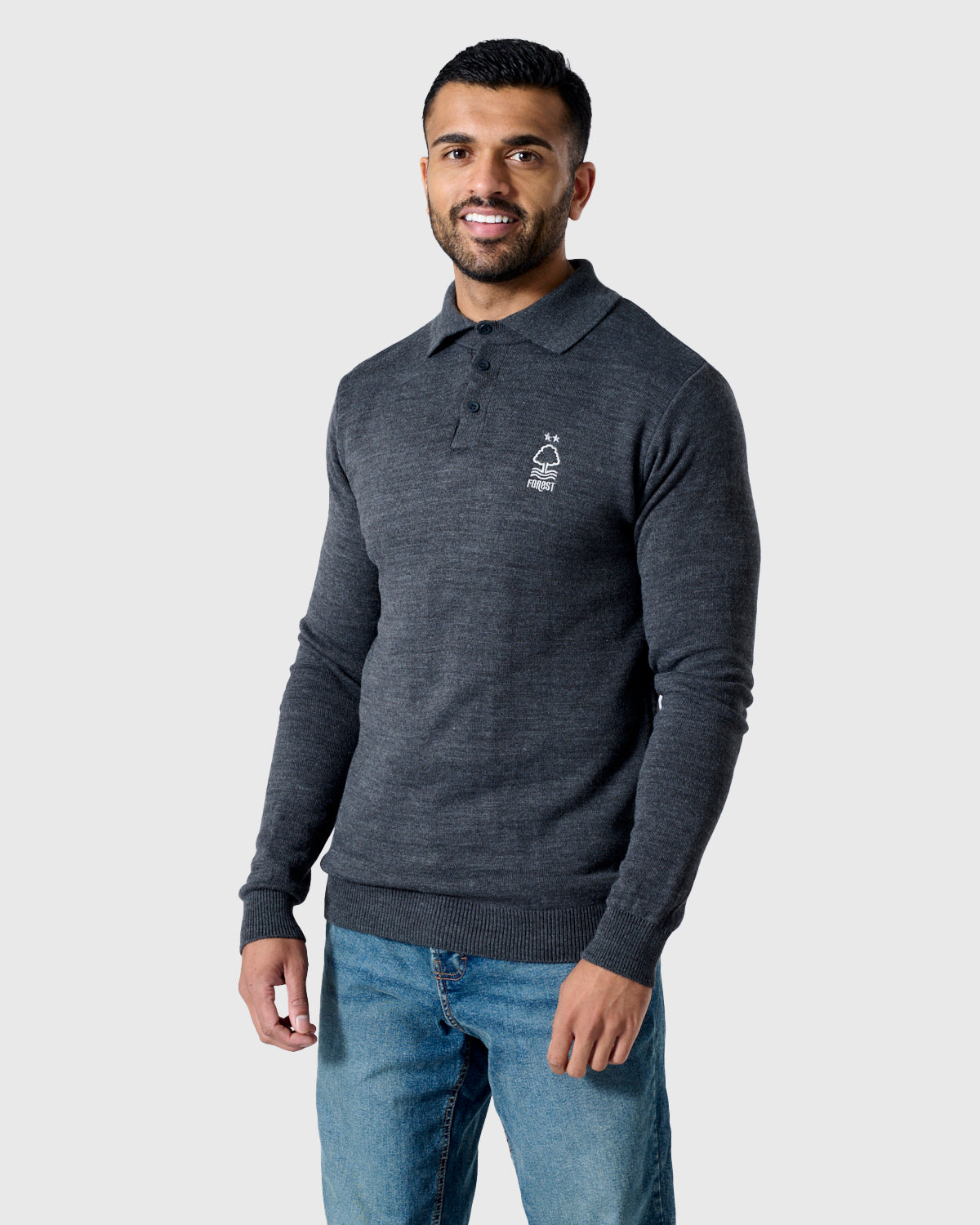 NFFC Charcoal Essential Knit Long Sleeve Polo