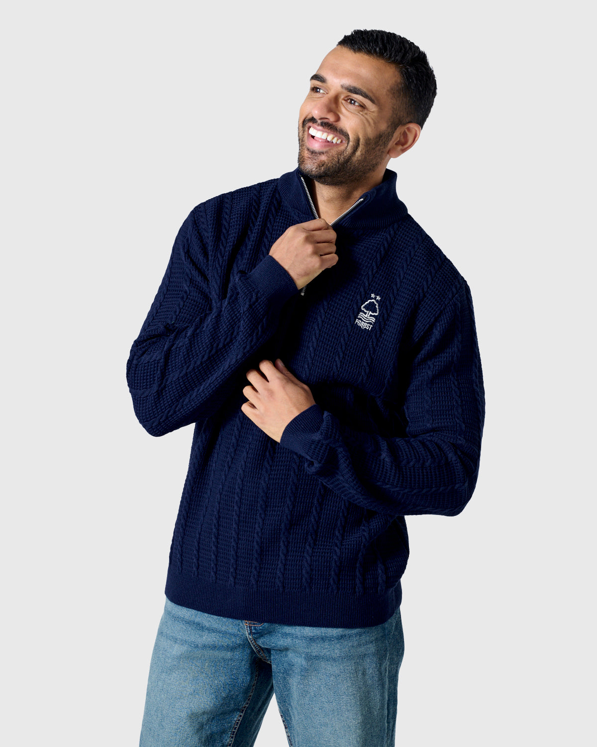 NFFC Navy Cable Knit 1/4 Zip Top